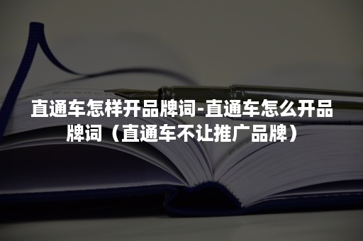 直通车怎样开品牌词-直通车怎么开品牌词（直通车不让推广品牌）