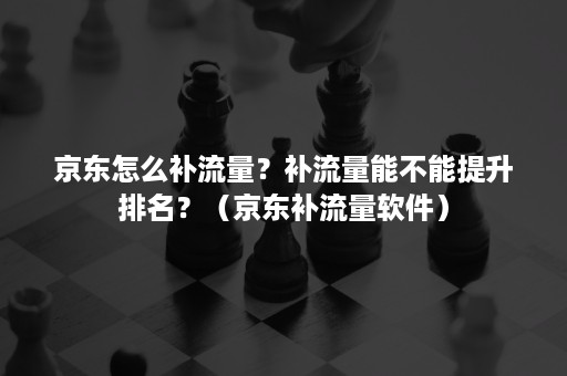 京东怎么补流量?补流量能不能提升排名?(京东补流量软件) 京东怎么补流量?补流量能不能提升排名?(京东补流量软件)