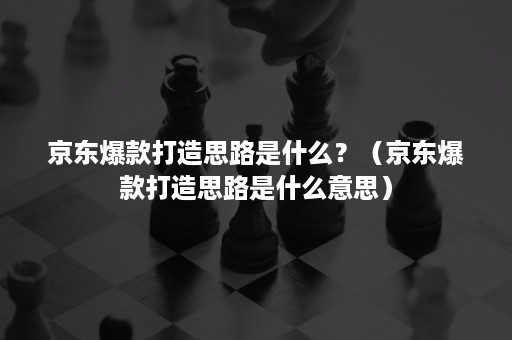 京东爆款打造思路是什么？（京东爆款打造思路是什么意思）