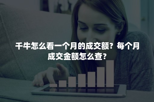 千牛怎么看一个月的成交额？每个月成交金额怎么查？