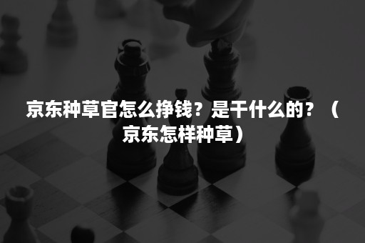 京东种草官怎么挣钱？是干什么的？（京东怎样种草）