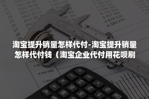 淘宝提升销量怎样代付-淘宝提升销量怎样代付钱（淘宝企业代付用花呗刷销量）