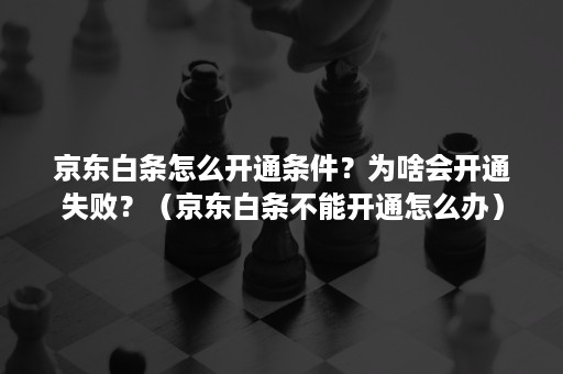 京东白条怎么开通条件？为啥会开通失败？（京东白条不能开通怎么办）