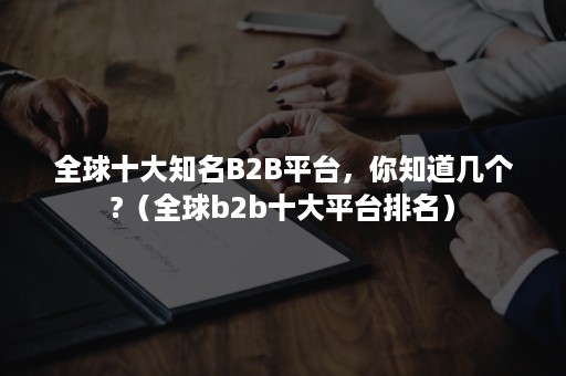 全球十大知名B2B平台，你知道几个?（全球b2b十大平台排名）