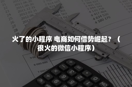 火了的小程序 电商如何借势崛起?(很火的***小程序) 火了的小程序 电商如何借势崛起?(很火的***小程序)