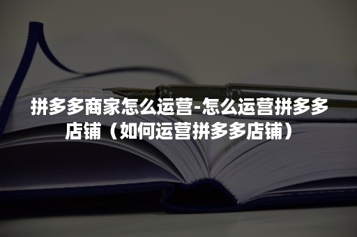 拼多多商家怎么运营-怎么运营拼多多店铺（如何运营拼多多店铺）