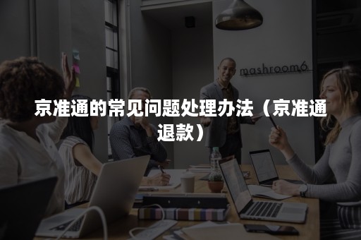 京准通的常见问题处理办法（京准通退款）