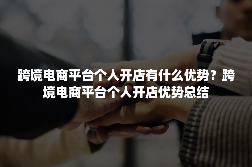 跨境电商平台个人开店有什么优势?跨境电商平台个人开店优势总结 跨境电商平台个人开店有什么优势?跨境电商平台个人开店优势总结