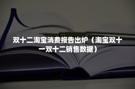 双十二淘宝消费报告出炉（淘宝双十一双十二销售数据）