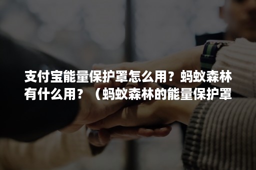 支付宝能量保护罩怎么用？蚂蚁森林有什么用？（蚂蚁森林的能量保护罩怎么用）