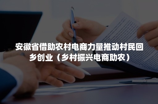 安徽省借助农村电商力量推动村民回乡创业（乡村振兴电商助农）