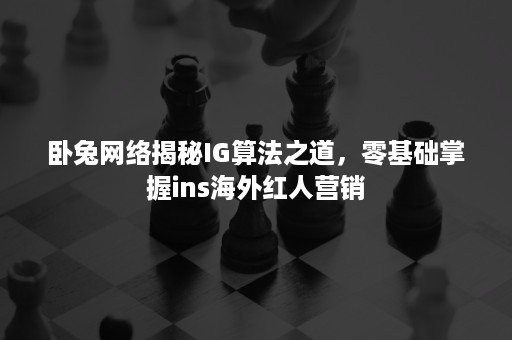 卧兔网络揭秘IG算法之道，零基础掌握ins海外红人营销