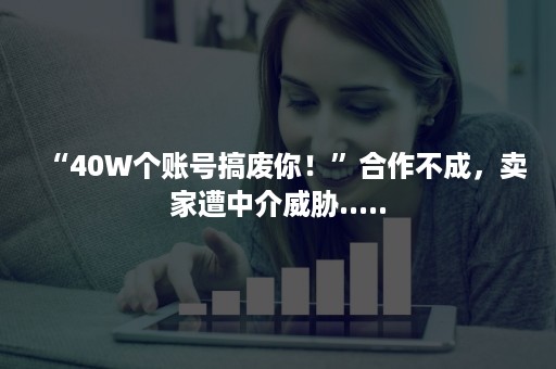 “40W个账号搞废你！”合作不成，卖家遭中介威胁.....