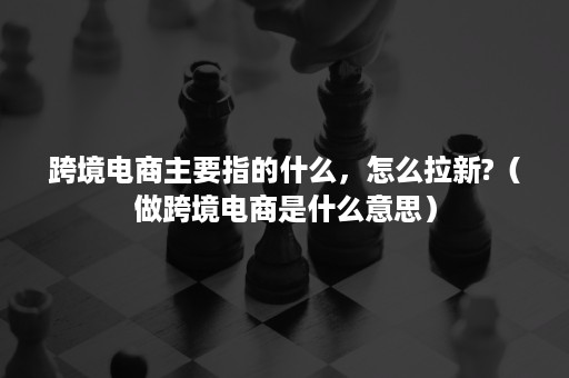 跨境电商主要指的什么，怎么拉新?（做跨境电商是什么意思）