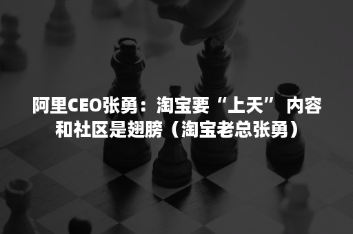 阿里CEO张勇：淘宝要“上天” 内容和社区是翅膀（淘宝老总张勇）