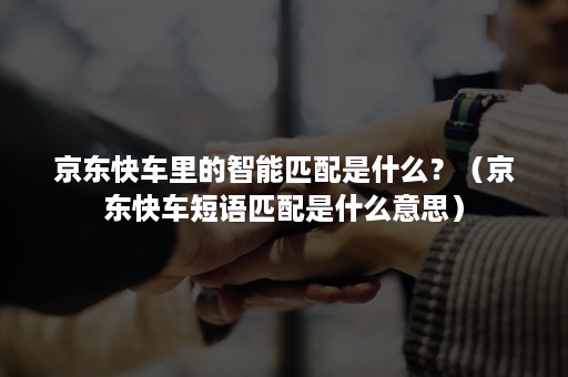 京东快车里的智能匹配是什么？（京东快车短语匹配是什么意思）