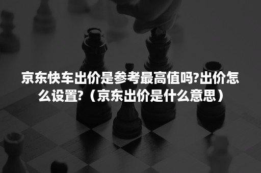 京东快车出价是参考最高值吗?出价怎么设置?（京东出价是什么意思）