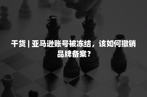 干货 | 亚马逊账号被冻结，该如何撤销品牌备案？