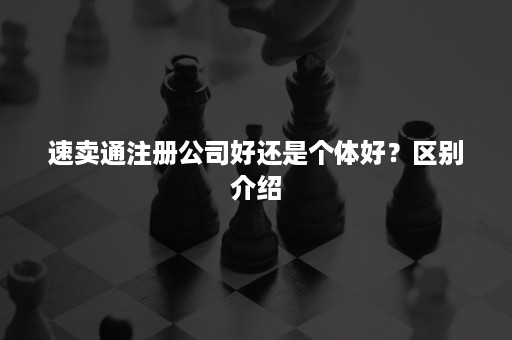 速卖通注册公司好还是个体好？区别介绍