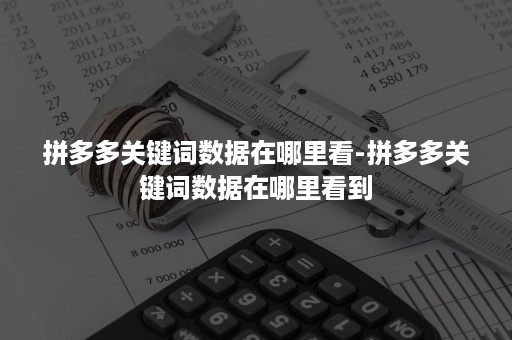 拼多多关键词数据在哪里看-拼多多关键词数据在哪里看到