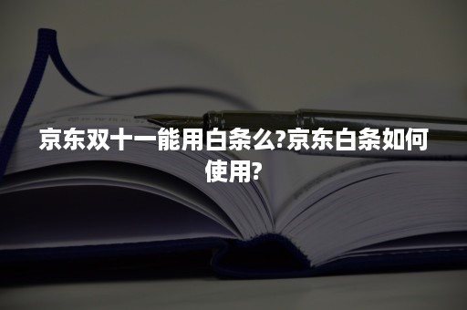 京东双十一能用白条么?京东白条如何使用?