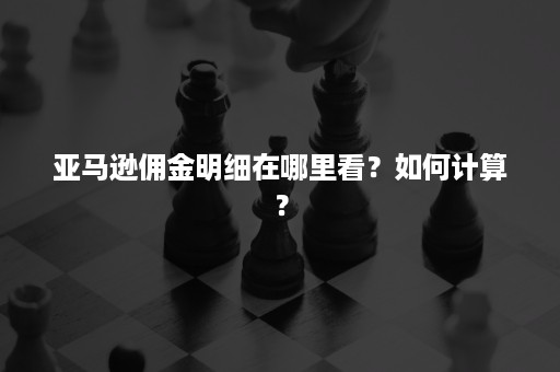 亚马逊佣金明细在哪里看？如何计算？