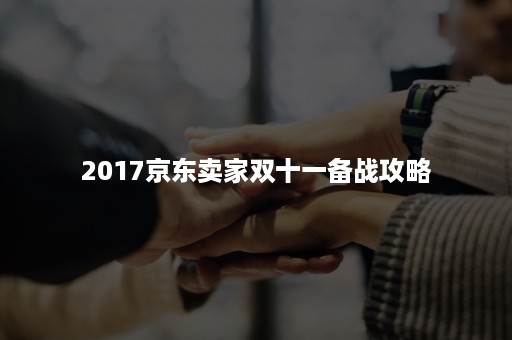 2017京东卖家双十一备战攻略