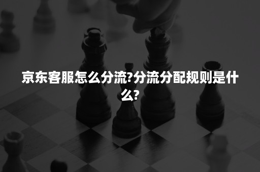 京东客服怎么分流?分流分配规则是什么?