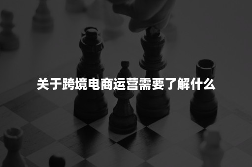 关于跨境电商运营需要了解什么