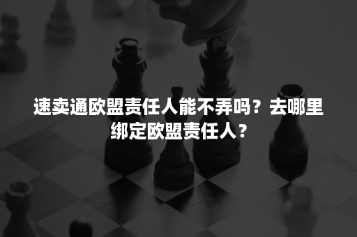 速卖通欧盟责任人能不弄吗？去哪里绑定欧盟责任人？