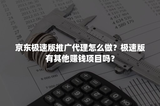 京东极速版推广代理怎么做？极速版有其他赚钱项目吗？