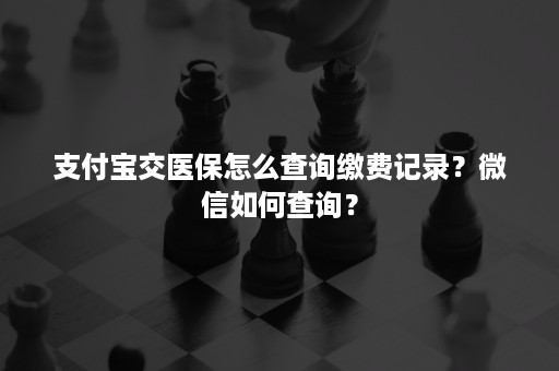 支付宝交医保怎么查询缴费记录？***如何查询？