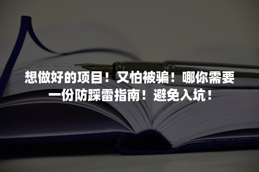 想做好的项目！又怕被骗！哪你需要一份防踩雷指南！避免入坑！