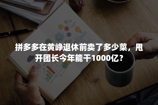 拼多多在黄峥退休前卖了多少菜，甩开团长今年能干1000亿？