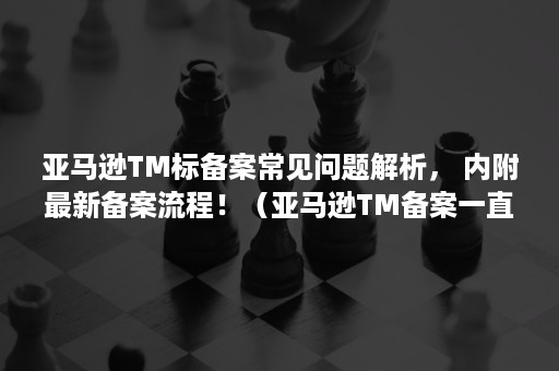 亚马逊TM标备案常见问题解析， 内附最新备案流程！（亚马逊TM备案一直显示审核中）