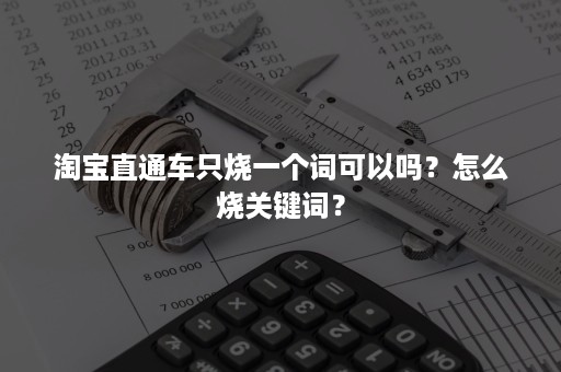 淘宝直通车只烧一个词可以吗？怎么烧关键词？