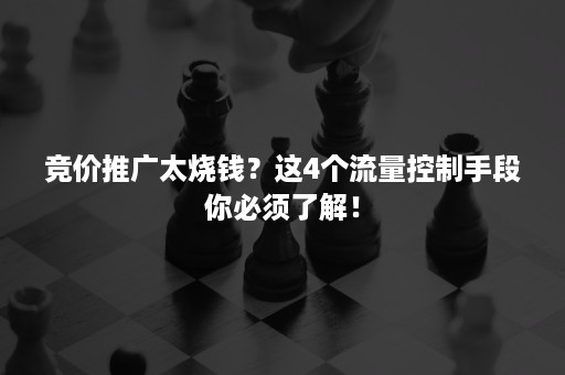 竞价推广太烧钱？这4个流量控制手段你必须了解！