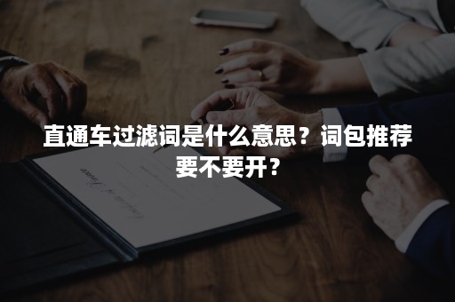 直通车过滤词是什么意思？词包推荐要不要开？