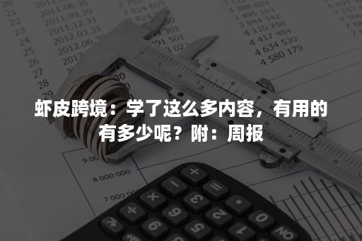 虾皮跨境：学了这么多内容，有用的有多少呢？附：周报