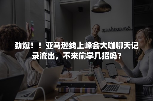 劲爆！！亚马逊线上峰会大咖聊天记录流出，不来偷学几招吗？