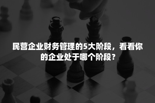 民营企业财务管理的5大阶段，看看你的企业处于哪个阶段？