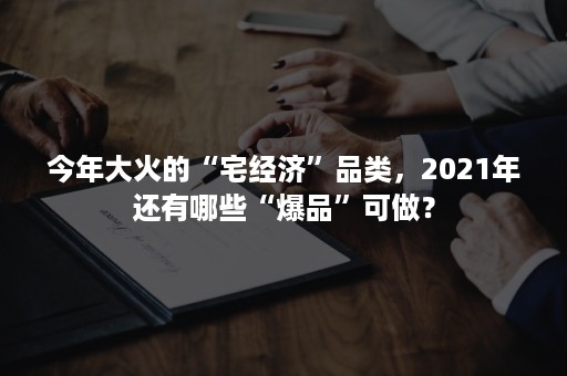 今年大火的“宅经济”品类，2021年还有哪些“爆品”可做？