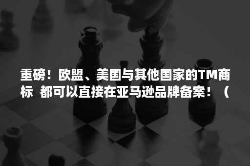 重磅！欧盟、美国与其他国家的TM商标  都可以直接在亚马逊品牌备案！（欧盟商标名字）