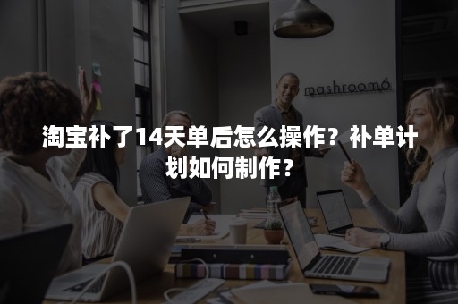 淘宝补了14天单后怎么操作？补单计划如何制作？