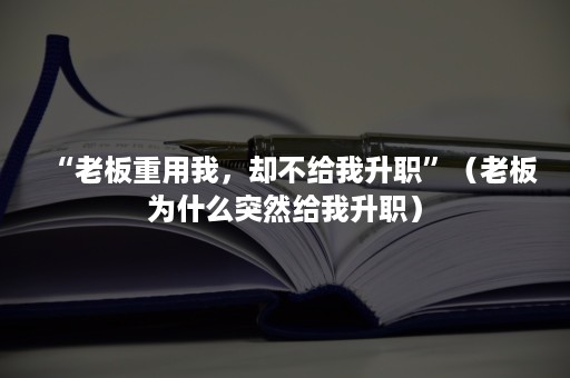 “老板重用我，却不给我升职”（老板为什么突然给我升职）