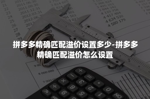 拼多多精确匹配溢价设置多少-拼多多精确匹配溢价怎么设置