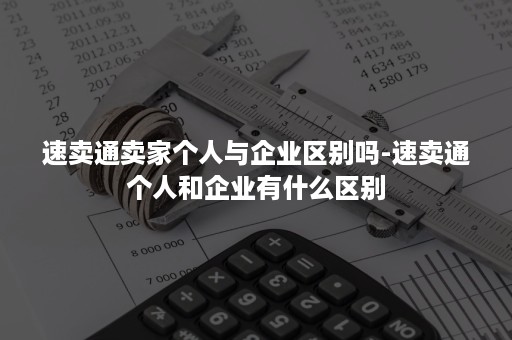 速卖通卖家个人与企业区别吗-速卖通个人和企业有什么区别