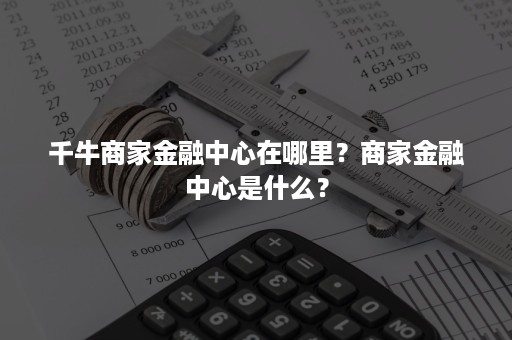 千牛商家金融中心在哪里？商家金融中心是什么？