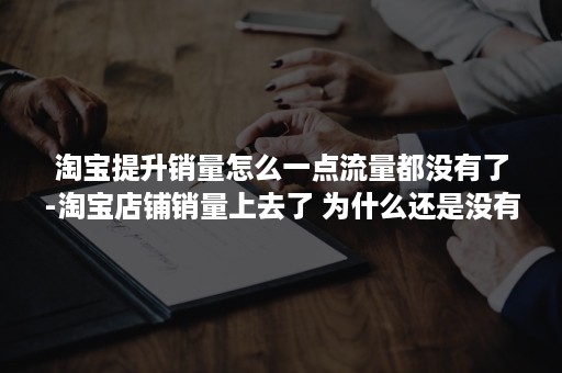 淘宝提升销量怎么一点流量都没有了-淘宝店铺销量上去了 为什么还是没有流量