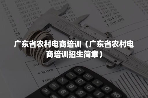 广东省农村电商培训（广东省农村电商培训招生简章）